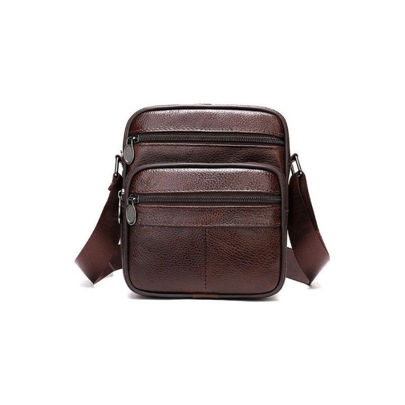 Schoudertassen Heren Luxe Exotische Leren Crossbody-tas Met Klep - Koffie 4