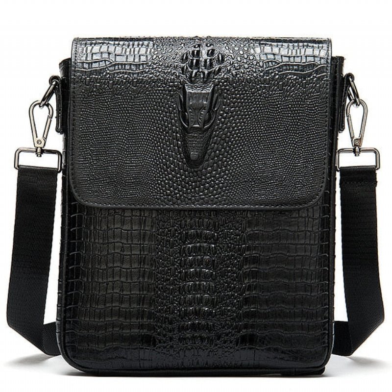 Schoudertassen Heren Luxe Krokodillenleer Crossbody Messengertas Met Klep Ritssluiting