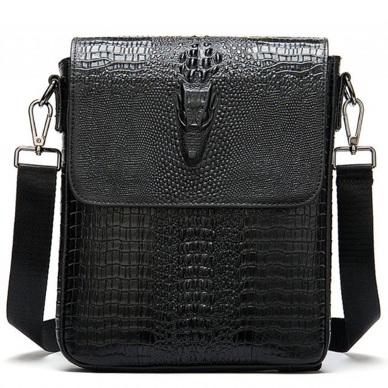 Schoudertassen Heren Luxe Krokodillenleer Vintage Cross-body Schoudertas - Zwart