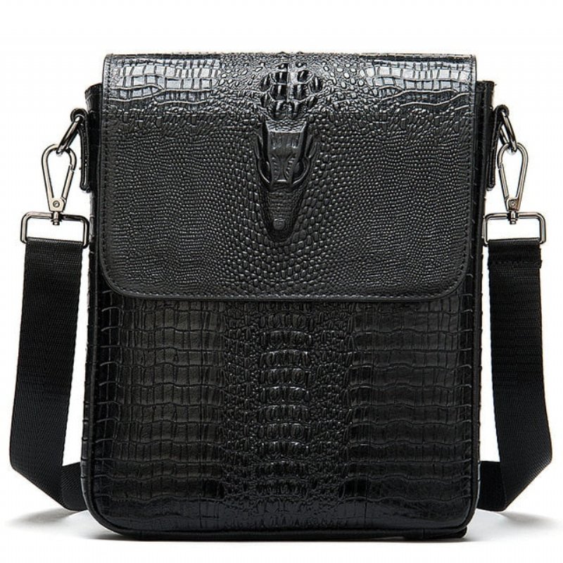 Schoudertassen Heren Luxe Krokodillenleer Vintage Cross-body Schoudertas - Zwart