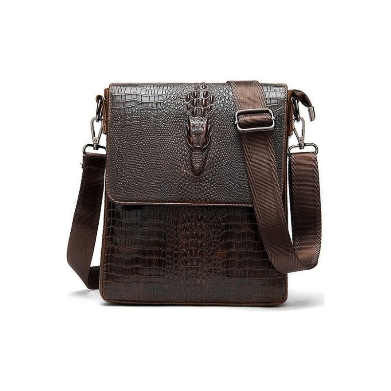 Schoudertassen Heren Luxe Krokodillenleer Vintage Cross-body Schoudertas - Koffie