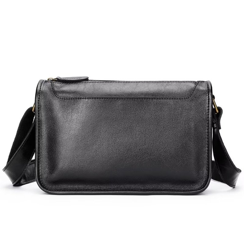 Schoudertassen Heren Luxe Lederen Klassieke Crossbodytas Met Klep - Zwart