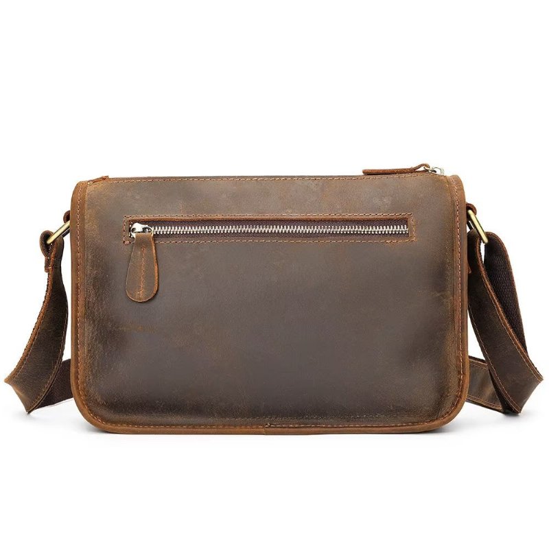 Schoudertassen Heren Luxe Lederen Klassieke Crossbodytas Met Klep - Koffie