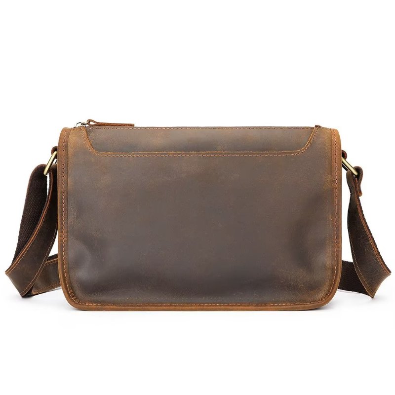 Schoudertassen Heren Luxe Lederen Klassieke Crossbodytas Met Klep - Koffie