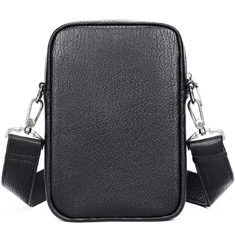 Schoudertassen Heren Luxe Lederen Vintage Crossbodytas Met Klep - Zwart