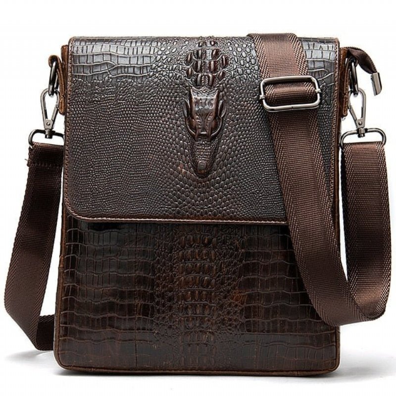 Schoudertassen Heren Luxe Leren Crossbody-tas Met Ritssluiting - Koffie