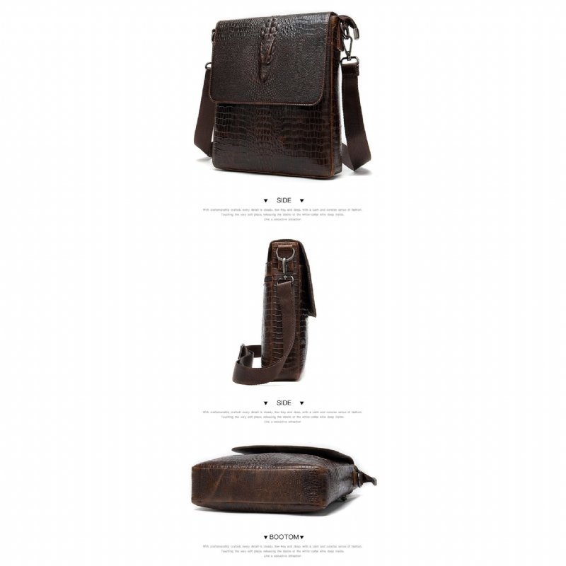 Schoudertassen Heren Luxe Leren Crossbody-tas Met Ritssluiting - Koffie