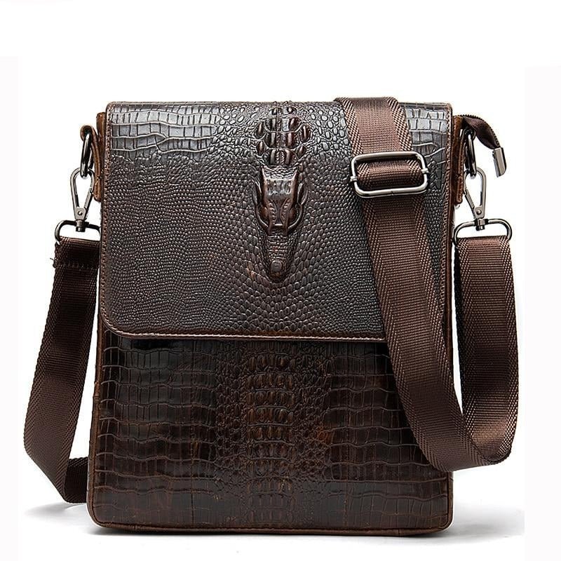 Schoudertassen Heren Luxe Leren Crossbody-tas Met Ritssluiting - Koffie