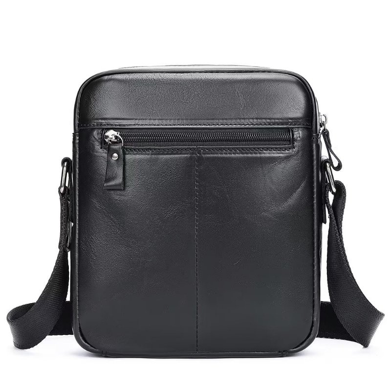 Schoudertassen Heren Luxe Leren Crossbodytas Met Flap Franjes - Zwart