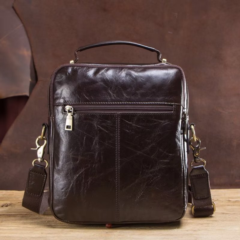 Schoudertassen Heren Luxe Leren Crossbodytas Met Klep Gesp - Koffie