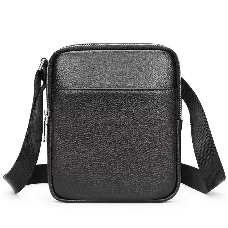 Schoudertassen Heren Luxe Leren Crossbodytas Met Klep Studs - Zwart