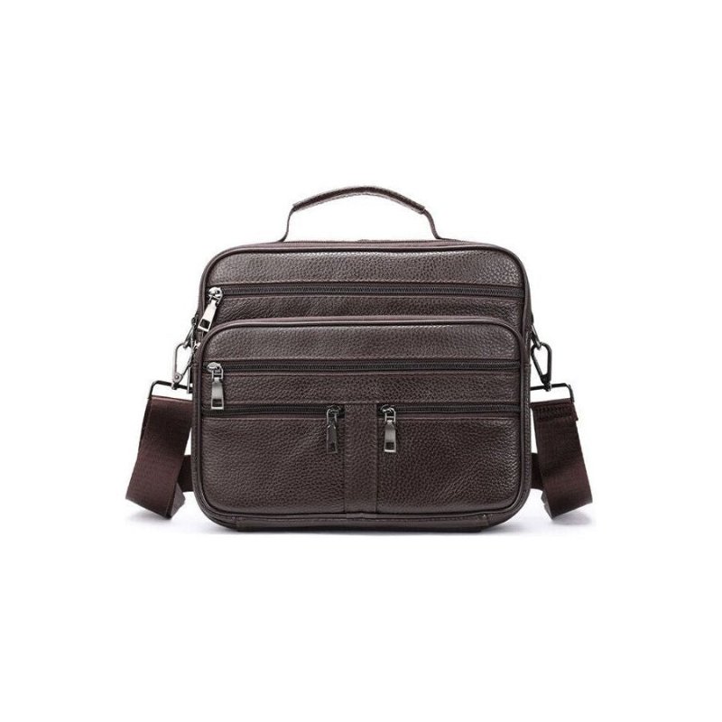 Schoudertassen Heren Met Ritssluiting Crossbody Messenger Bag - Koffie