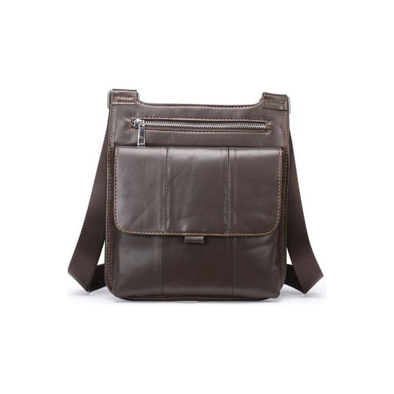 Schoudertassen Heren Met Ritssluiting Crossbody Messenger Bag - Koffie