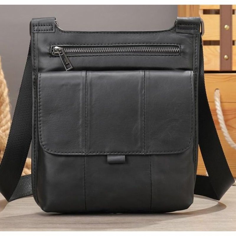 Schoudertassen Heren Met Ritssluiting Crossbody Messenger Bag - Zwart