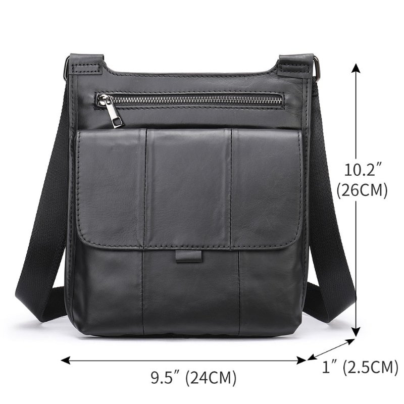 Schoudertassen Heren Met Ritssluiting Crossbody Messenger Bag - Zwart