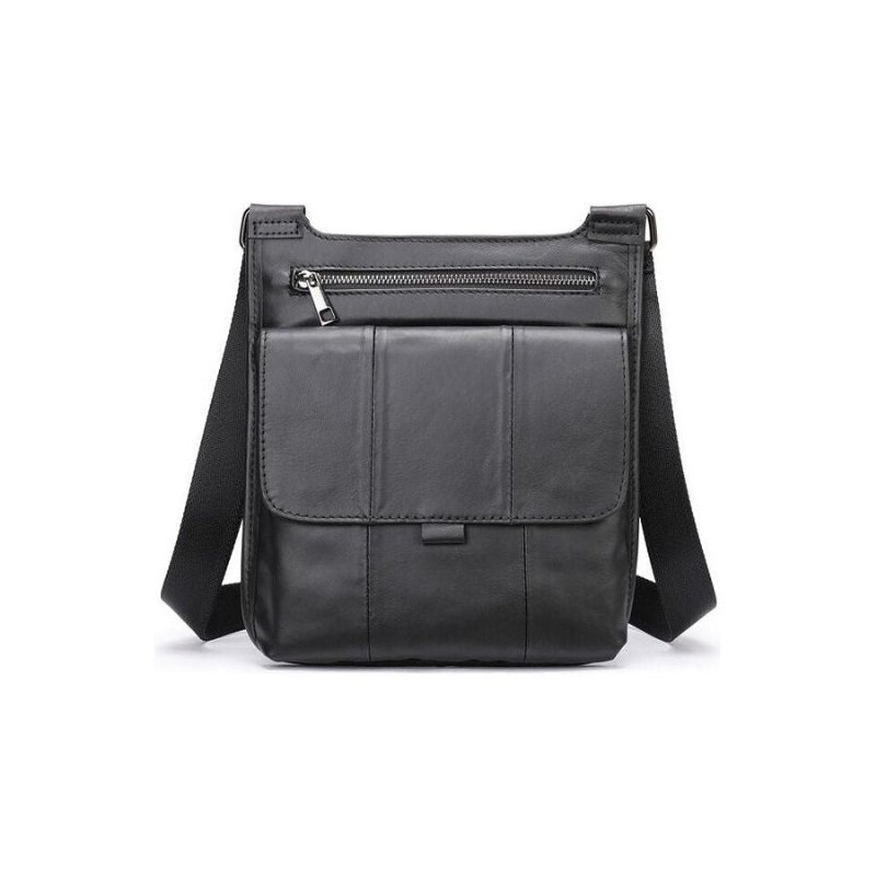 Schoudertassen Heren Met Ritssluiting Crossbody Messenger Bag - Zwart