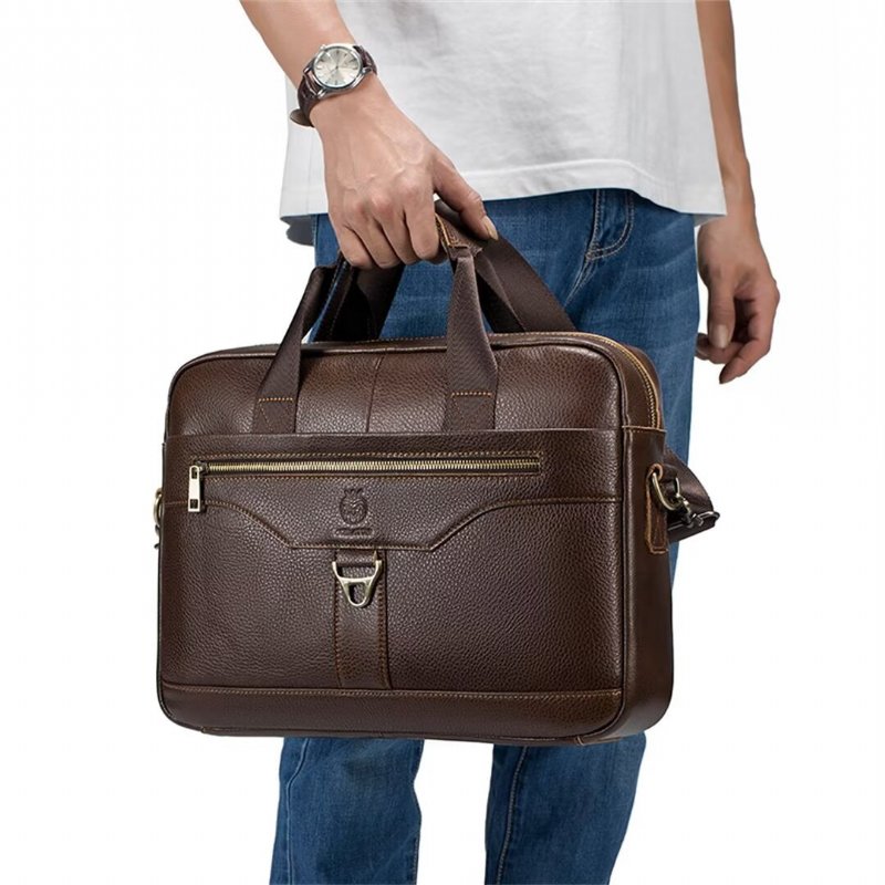 Schoudertassen Heren Metropolitan Prestige Leren Tas - Bruin