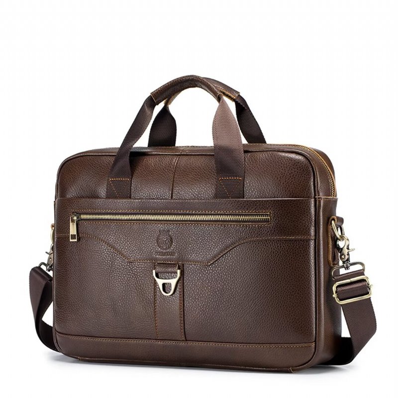 Schoudertassen Heren Metropolitan Prestige Leren Tas - Bruin