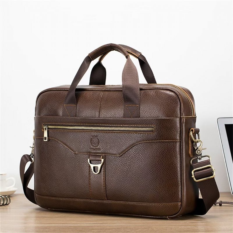 Schoudertassen Heren Metropolitan Prestige Leren Tas - Bruin