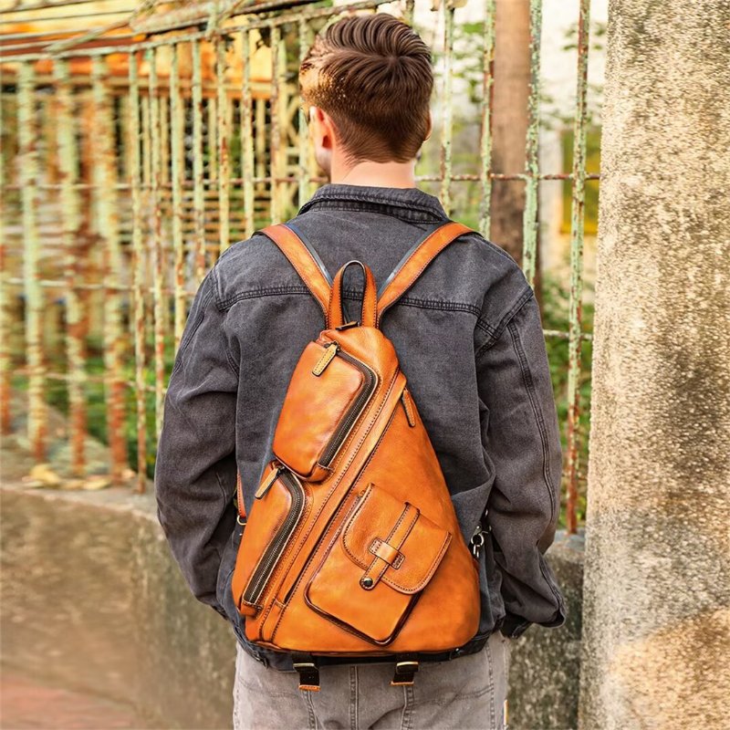 Schoudertassen Heren Vanguard Vision Leren Tas - Bruin