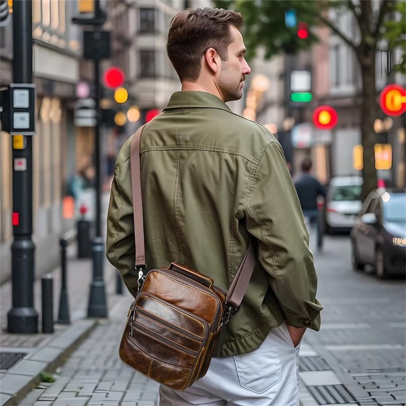 Schoudertassen Heren Verfijnde Lederen Sojourn-tas - Koffie