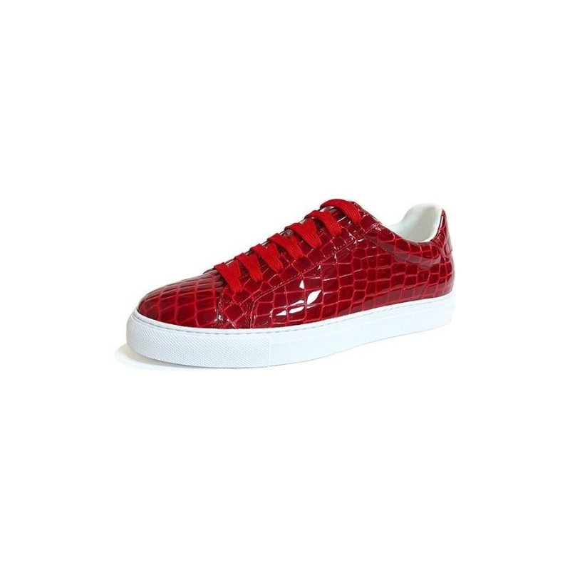 Sneakers Heren Lux Leren Platform-sneakers Met Veters - Rood