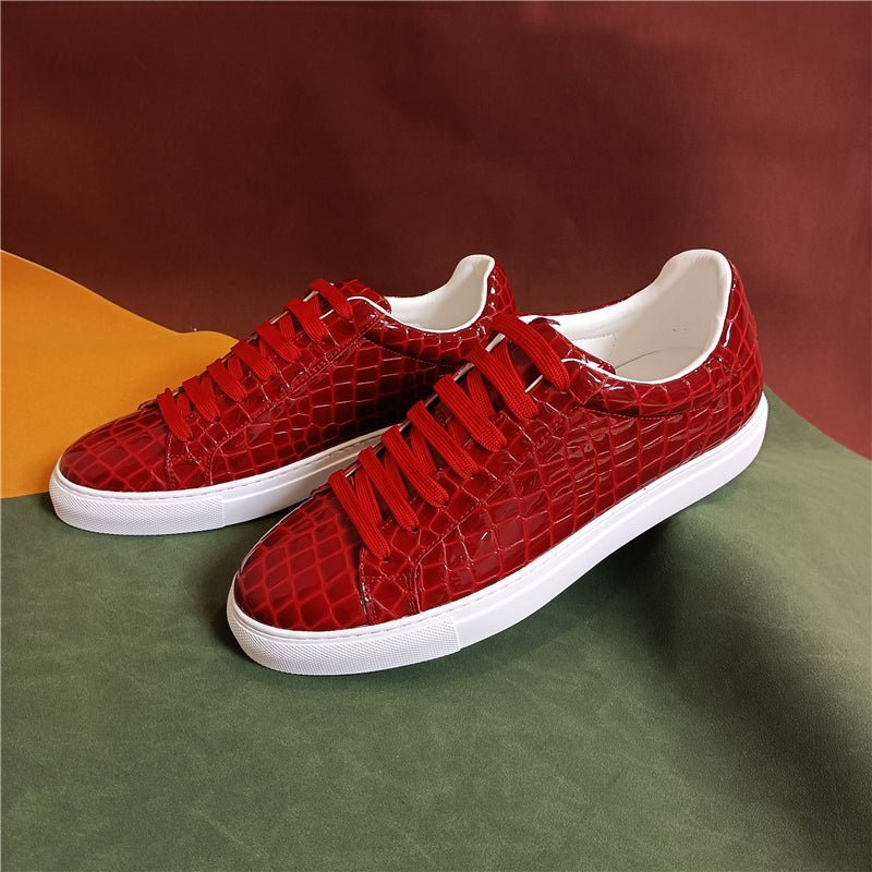 Sneakers Heren Lux Leren Platform-sneakers Met Veters - Rood