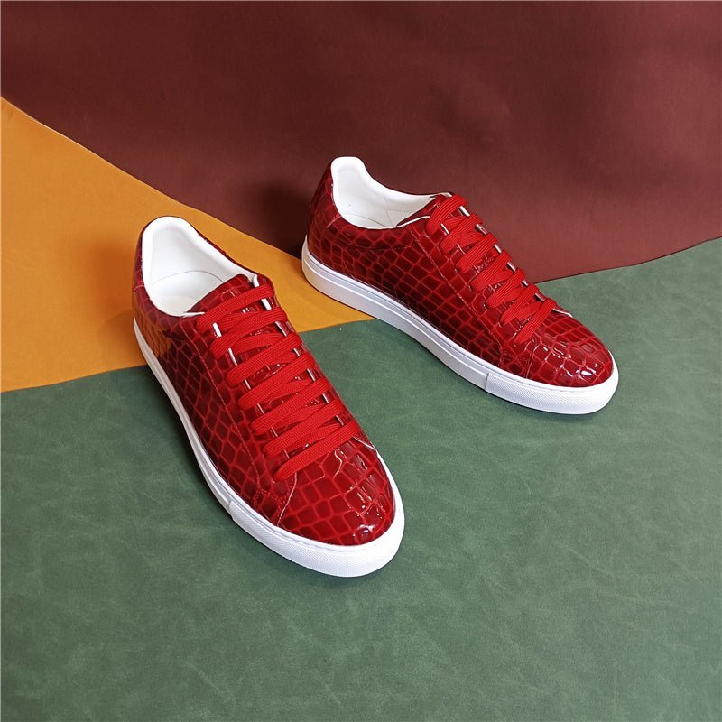 Sneakers Heren Lux Leren Platform-sneakers Met Veters - Rood