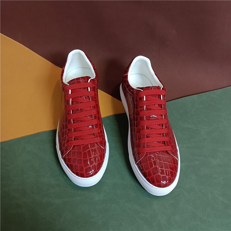 Sneakers Heren Lux Leren Platform-sneakers Met Veters - Rood