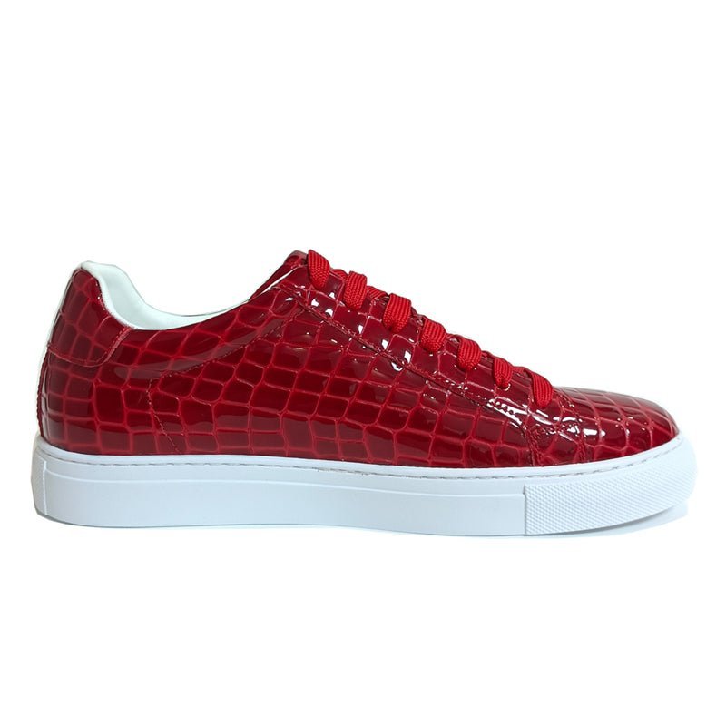 Sneakers Heren Lux Leren Platform-sneakers Met Veters - Rood