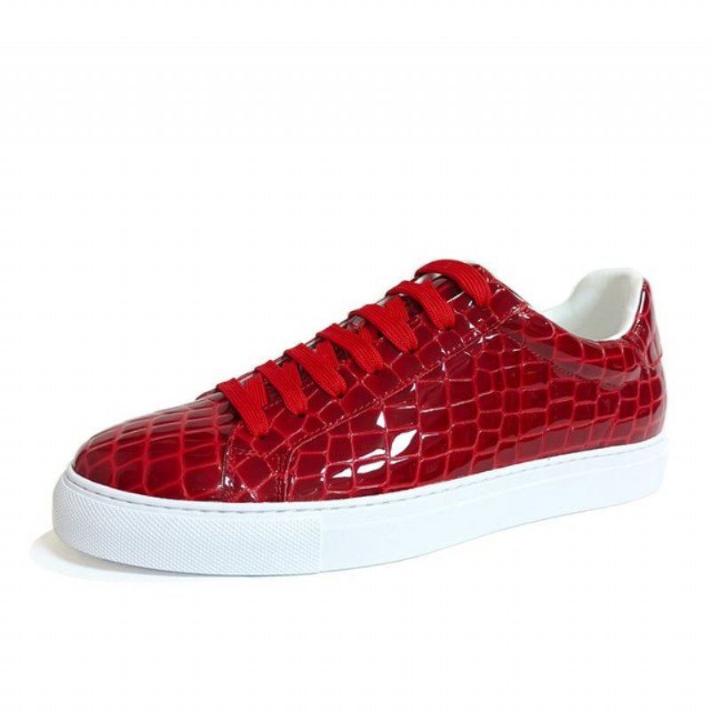 Sneakers Heren Lux Leren Platform-sneakers Met Veters - Rood