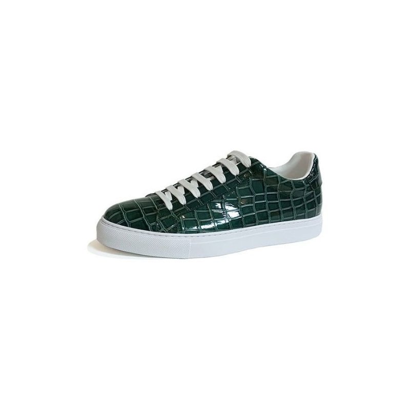 Sneakers Heren Lux Leren Platform-sneakers Met Veters - Groen