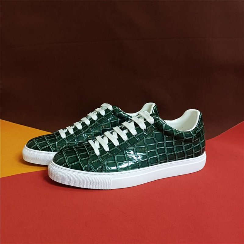 Sneakers Heren Lux Leren Platform-sneakers Met Veters - Groen