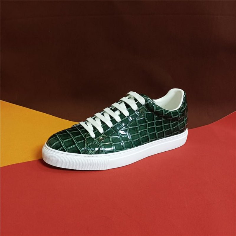 Sneakers Heren Lux Leren Platform-sneakers Met Veters - Groen