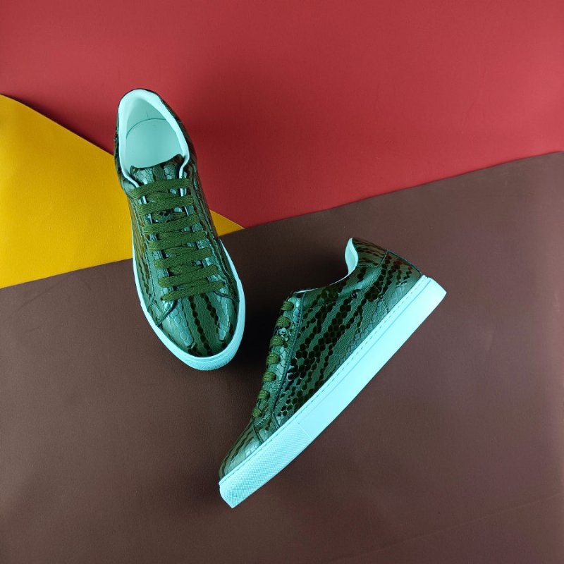 Sneakers Heren Platformsneakers Met Textuur Veters - Groen