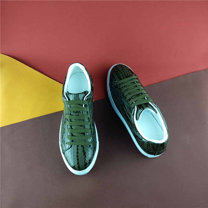 Sneakers Heren Platformsneakers Met Textuur Veters - Groen