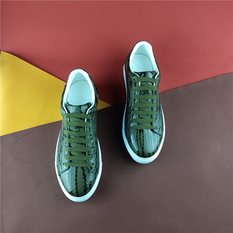 Sneakers Heren Platformsneakers Met Textuur Veters - Groen