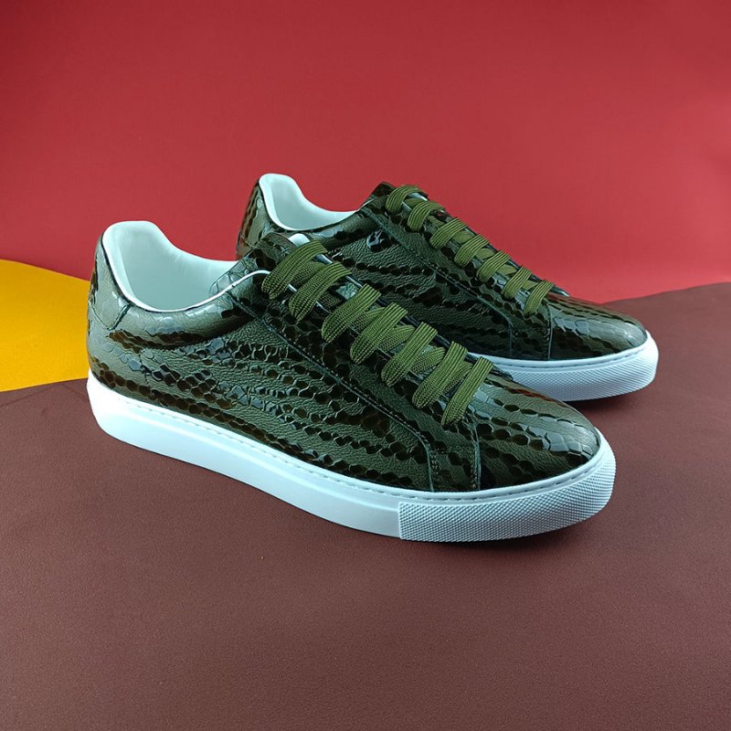 Sneakers Heren Platformsneakers Met Textuur Veters - Groen