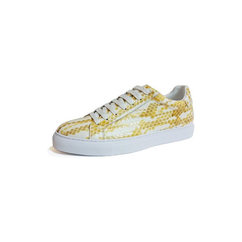 Sneakers Heren Platformsneakers Met Textuur Veters - Goud