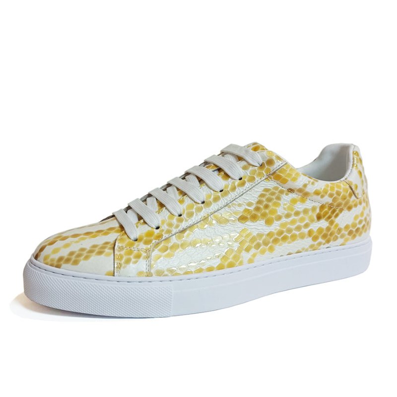 Sneakers Heren Platformsneakers Met Textuur Veters - Goud