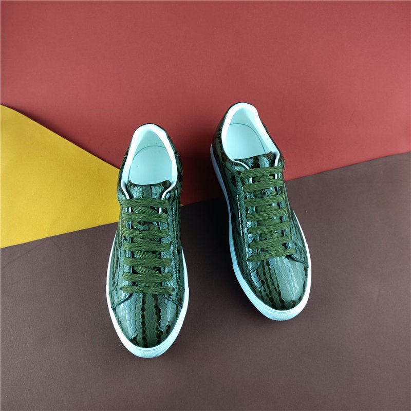 Sneakers Heren Platformsneakers Met Textuur Veters - Groen