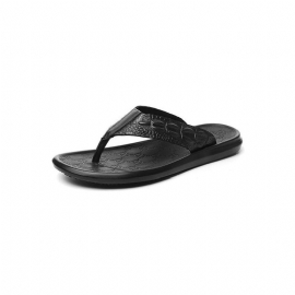 Vrijetijdsschoenen Heren Echt Leer Flip-flop Sandalen Met Krokodillentextuur