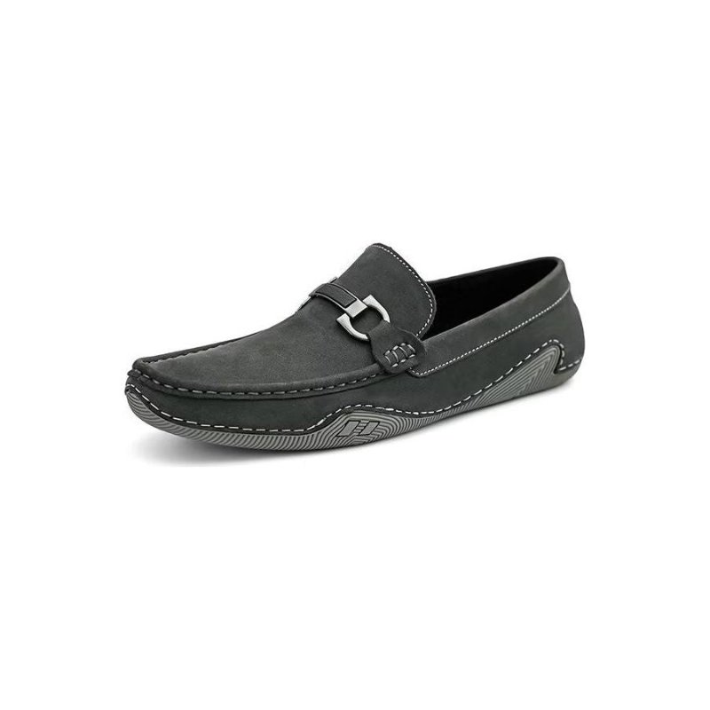 Vrijetijdsschoenen Heren Elegante Instaploafers Met Metalen Mode - Grijs