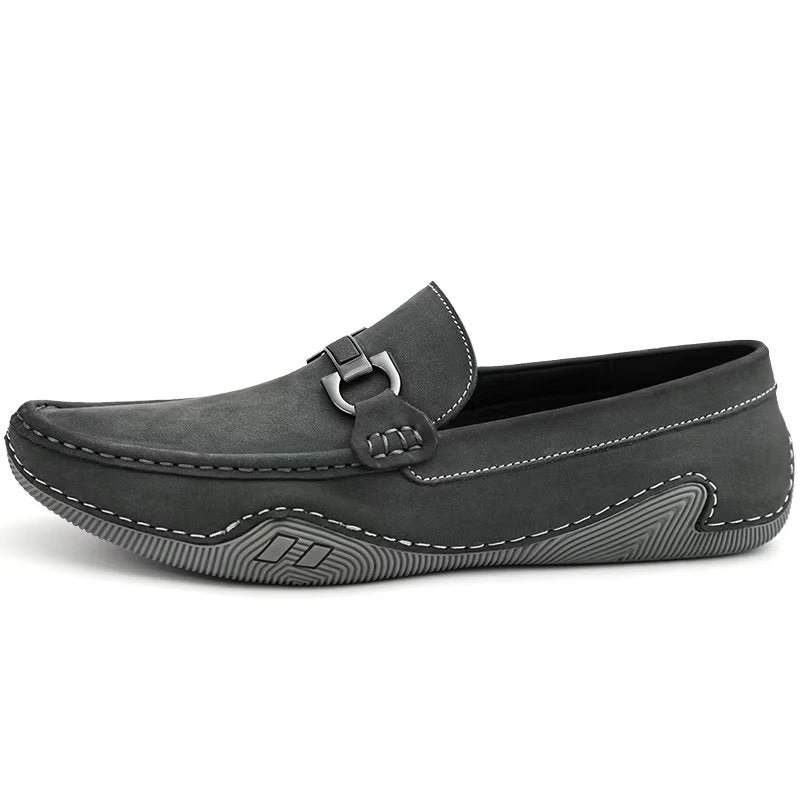 Vrijetijdsschoenen Heren Elegante Instaploafers Met Metalen Mode - Grijs