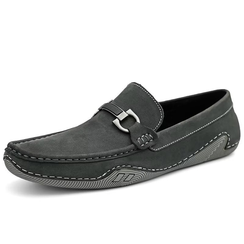 Vrijetijdsschoenen Heren Elegante Instaploafers Met Metalen Mode - Grijs