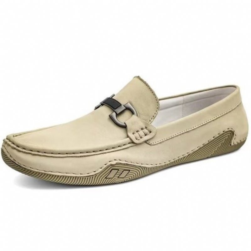 Vrijetijdsschoenen Heren Elegante Instaploafers Met Metalen Mode - Beige