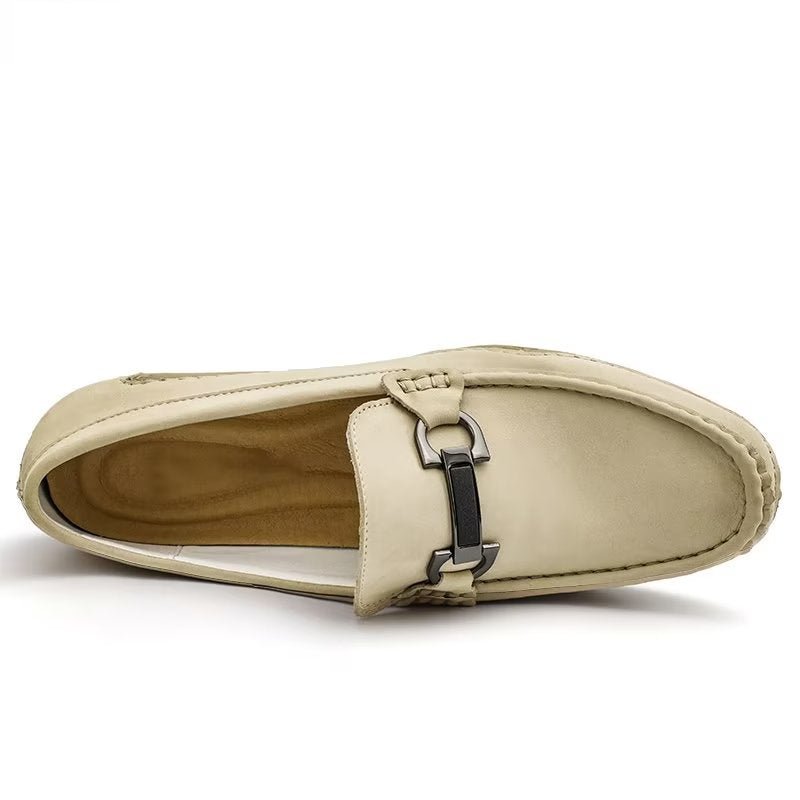 Vrijetijdsschoenen Heren Elegante Instaploafers Met Metalen Mode - Beige