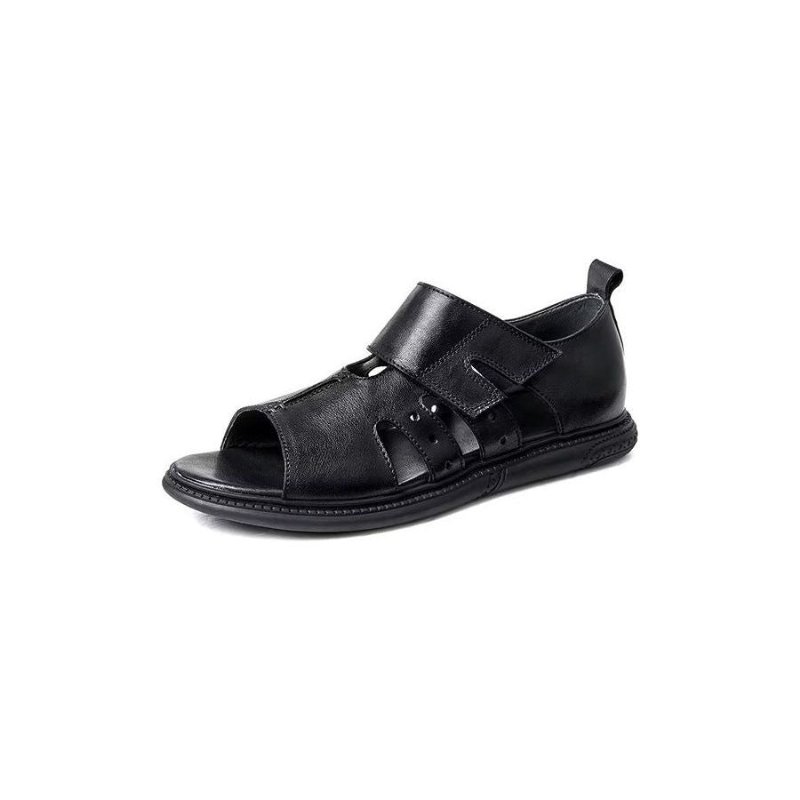 Vrijetijdsschoenen Heren Elegante Klittenbandsandalen Met Peeptoe