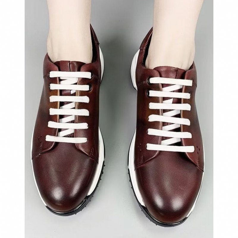 Vrijetijdsschoenen Heren Elegante Leren Oxford-vrijetijdsschoenen Met Veters - Koffie