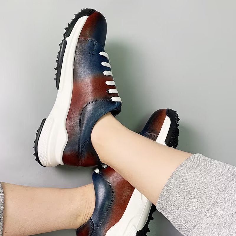 Vrijetijdsschoenen Heren Elegante Leren Oxford-vrijetijdsschoenen Met Veters - Blauw